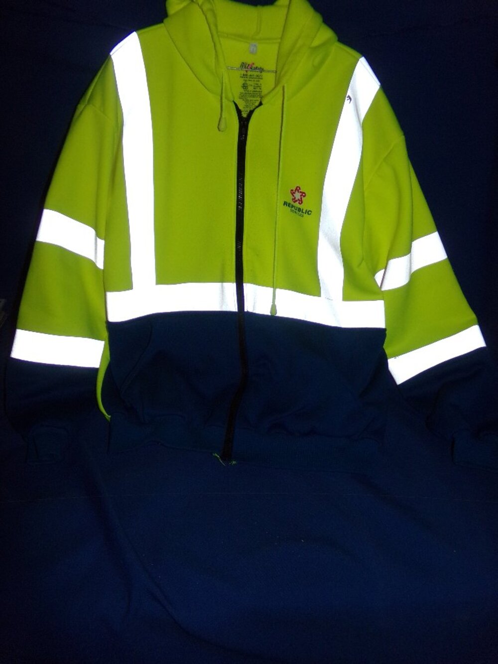 Republic Services Ritz Safety High Visibility Mens LG Zip Up Hoodie Coat Jacket